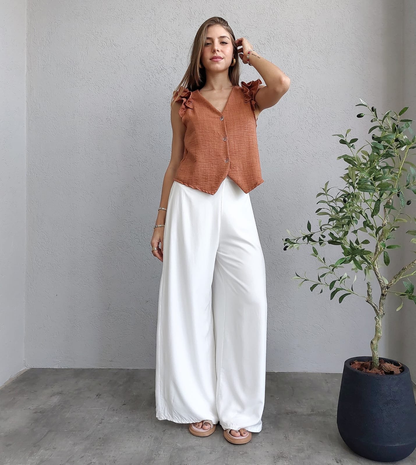 Chaleco Lino Melange Siis