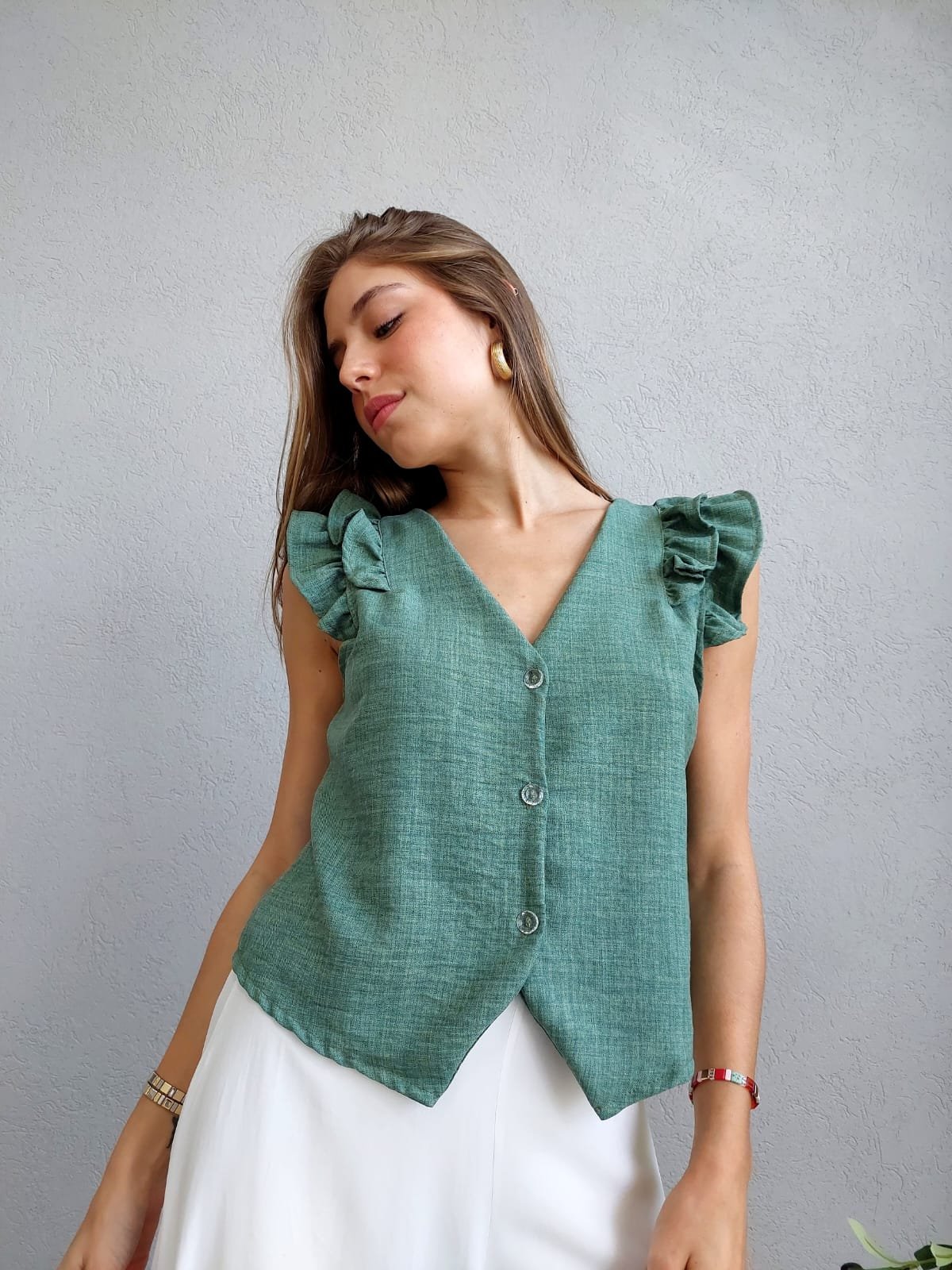 Chaleco Lino Melange Siis